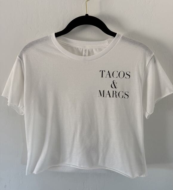 Next Level Tops - Tacos & Margs Graphic Tee White XS New